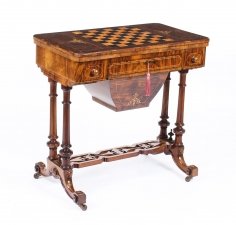 Antique Victorian Burr Walnut & Inlaid Card Games Work Table c.1870 | Ref. no. 09521 | Regent Antiques