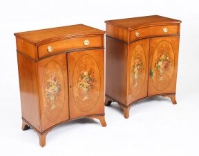 Antique Pair Adam Revival Satinwood Side Cabinets Commodes 19th C | Ref. no. 09536 | Regent Antiques