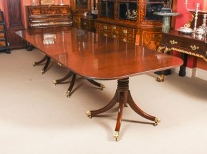 Antique George III Flame Mahogany 10ft 9" Triple Pillar Dining Table C1820 19thC | Ref. no. 09556 | Regent Antiques