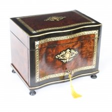 Antique  Burr Walnut & Boule Serpentine Cigar Humidor c.1870 | Ref. no. 09610 | Regent Antiques