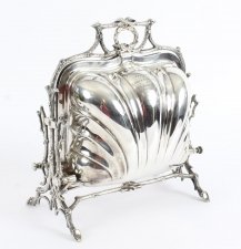 Antique Victorian Elkington & Co Silver Plated Shell Folding Biscuit Box 19thC | Ref. no. 09627 | Regent Antiques