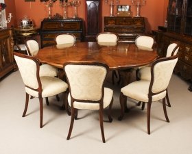 Antique Walnut Jupe Action Dining Table by Gillows & 8 chairs Late 19th Century Antique Walnut Jupe Action Dining Table by Gillows & 8 chairs Late 19th Century