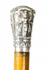 Antique Burmese Silver Walking Stick Cane with Domed Pommel with Deities 19th C | Ref. no. 09686 | Regent Antiques