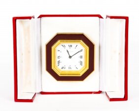 Les Must de Cartier Paris Cased Maroon & Gilt Desk Alarm Clock C1990 | Ref. no. 09716 | Regent Antiques