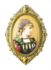 Antique Berlin Oval Porcelain Plaque Young Woman Ormolu Frame 19th C