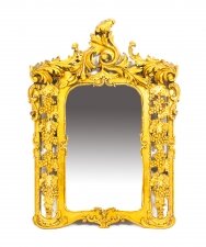 Antique Italian Giltwood Mirror Carved With Fruiting Vines 19th C 78x56cm