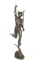 Vintage 6ft 6& 34 Large Bronze Sculpture of Mercury Hermes 20th C