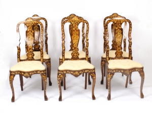 Antique Set 6 Dutch Marquetry Walnut High Back Dining Chairs Late 18th C | Ref. no. 09775b | Regent Antiques