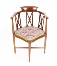 Antique Edwardian Inlaid Mahogany Corner Arm Chair  C1900 | Ref. no. 09782e | Regent Antiques