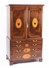 Antique George III Flame Mahogany Satinwood & Marquetry Linen Press 18th C | Ref. no. 09787 | Regent Antiques