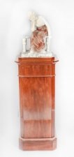 Antique Alabaster Sculpture Wistfulness Young Lady on Bench on Pedestal 19th C Antique Alabaster Sculpture Wistfulness Young Lady on Bench on Pedestal 19th C