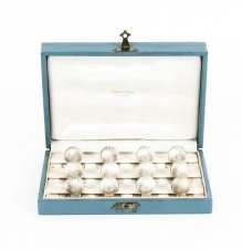 Antique Sterling Silver Set 12 Place Card Holders Boxed Tiffany Mid 20th Century | Ref. no. 09819 | Regent Antiques