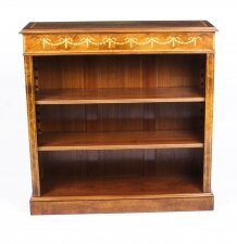 Bespoke Sheraton Revival Low Burr Walnut Open Bookcase