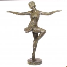 Vintage Art Deco Bronze Sculpture of Semi-Nude Dancing Lady Late 20th C | Ref. no. 09878d | Regent Antiques