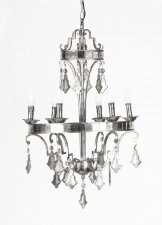 Vintage Silvered Bronze & Mirrored Chandelier Late 20th Century