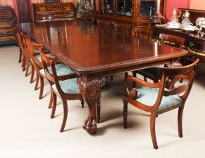 Antique 12 ft  Dining Table by Edwards & Roberts 19th C & 12 bar back chairs | Ref. no. 09914a | Regent Antiques