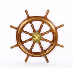 Antique Large 95 cm  Oak and Brass Set 8-Spoke Ships Wheel C 1880 19th Century | Ref. no. 09937 | Regent Antiques