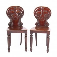 Antique Pair Regency Mahogany Hall Chairs by Gilllows C1820 19th Century