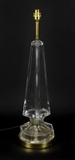 Vintage glass and brass table lamp of obelisk form Mid 20th C