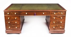 Antique  Flame Mahogany Partners Pedestal Desk by Edwards & Roberts   19th C | Ref. no. 09992 | Regent Antiques