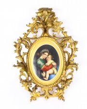 Antique Porcelain Plaque "Madonna Della Sedia" Florentine Frame C1870 19th C | Ref. no. A1007 | Regent Antiques