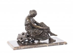 Antique French Bronze Sculpture of Seated Poet Sappho after J. Pradier  19th C | Ref. no. A1039 | Regent Antiques