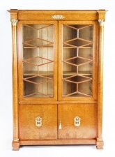 Antique French Charles X Burr Maple and Ormolu Bookcase Circa 1820 19th C