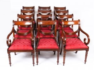 Vintage Set 12 Regency Revival Swag back Dining Chairs 20th Century