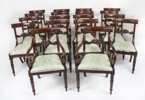 Vintage Set 18 Mahogany Regency Revival Bar Back Dining Chairs 20th C