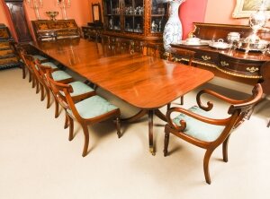 Vintage 3 Pillar Dining Table by William Tillman & 12 dining chairs  20th C | Ref. no. A1060b | Regent Antiques