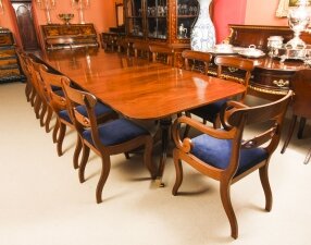Vintage 3 Pillar Dining Table by William Tillman 20thC & 14 antique chairs C1820 Vintage 3 Pillar Dining Table by William Tillman 20thC & 14 antique chairs C1820