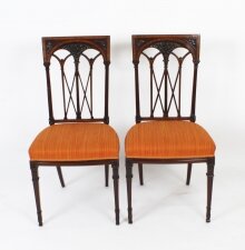 Antique Pair Sheraton Revival Side Chairs Ca 1900