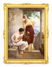 Antique Berlin KPM Plaque & 39 KUNST BRINGT GUNST signed Knouller Ca 1880