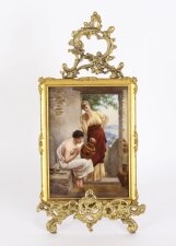 Antique Berlin KPM Plaque & 39 KUNST BRINGT GUNST On Stand 19th Century