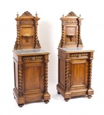 Antique Pair Italian Walnut Marble Top Bedside Cabinets c1870 | Ref. no. A1098 | Regent Antiques