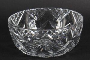 Vintage Large English Crystal Cut Glass Bowl Mid Century