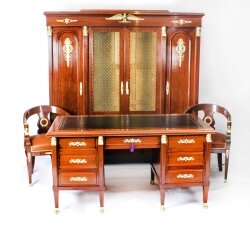Antique French Second Empire Study Suite-Bookcase Desk Pair Armchairs 19th C | Ref. no. A1113B | Regent Antiques