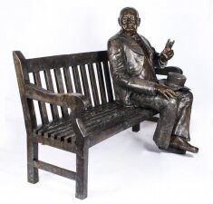 Vintage Larger than Life Size Bronze Winston Churchill on a Bench 20th Century Vintage Larger than Life Size Bronze Winston Churchill on a Bench 20th Century