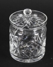 Vintage Cut Glass Crystal Lidded Jar Mid 20th Cent