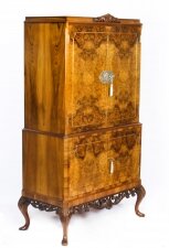 Vintage Burr Walnut Cocktail Drinks Dry Bar Cabinet Mid 20th Century | Ref. no. A1173 | Regent Antiques