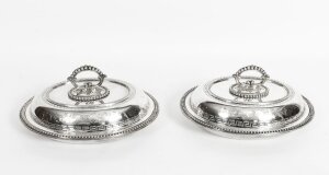 Antique Pair Silver Plated Entree Dishes with Greek Key Circa 1860 | Ref. no. A1186b | Regent Antiques