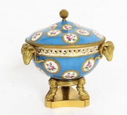 Antique Ormolu Mounted Bleu Celeste Sevres Porcelain Centrepiece 19th C