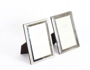 TWO SILVER MOUNTED RECTANGULAR PHOTO FRAMES BY CARR\