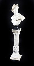 Vintage composition marble bust of Apollo on a pedestal 20th Century