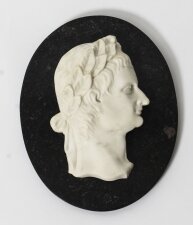 Antique Italian Marble Profile Plaque of Roman Emperor Claudius 19th Century