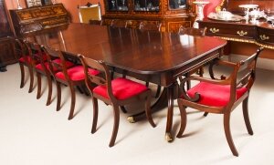 Antique Twin Pillar Regency  Dining Table & 10 Regency chairs C1820 19th C | Ref. no. A1297b | Regent Antiques