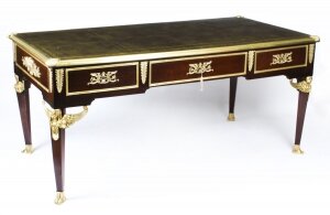 Antique Monumental French Empire Bureau Plat Desk Writing Table 19th C