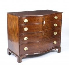 Antique George III Serpentine Flame Mahogany Chest Drawers 18th Century