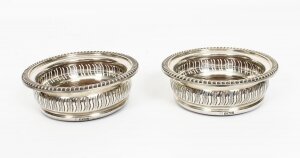 Pair Vintage Circular Sterling Silver Coasters Birmingham 1968  Mid 20th C | Ref. no. A1330 | Regent Antiques