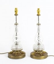 Antique Pair Cut Glass & Bronze Table Lamps Circa 1930 | Ref. no. A1343 | Regent Antiques